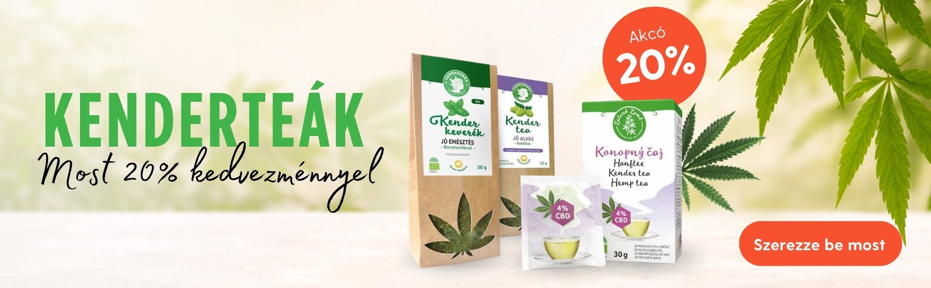 20% Akció a kenderteákra