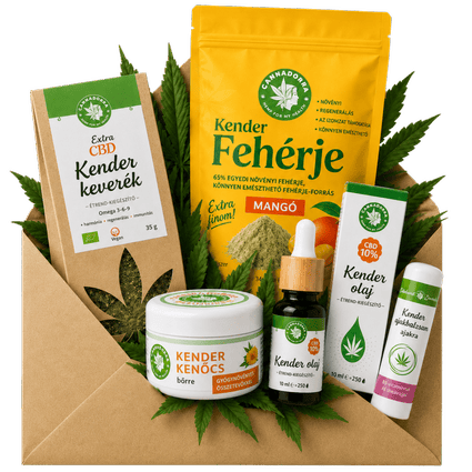 A Zelená Země termékei kenderlevelekkel díszített borítékban