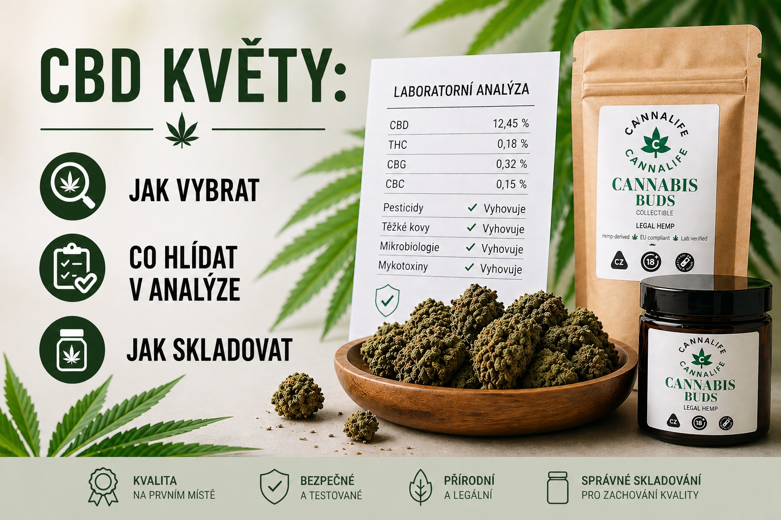 CBD květy: jak vybrat, co hlídat v analýze a jak skladovat