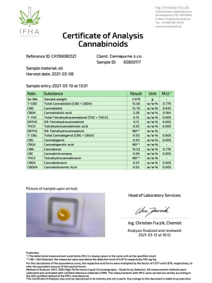 15 % CBD + 15 % CBN konopný olej full spectrum (10 ml)