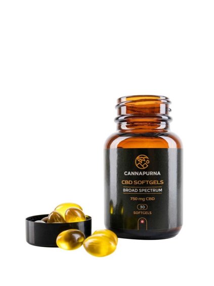 Vegan CBD kapsle Cannapurna v lahvičce