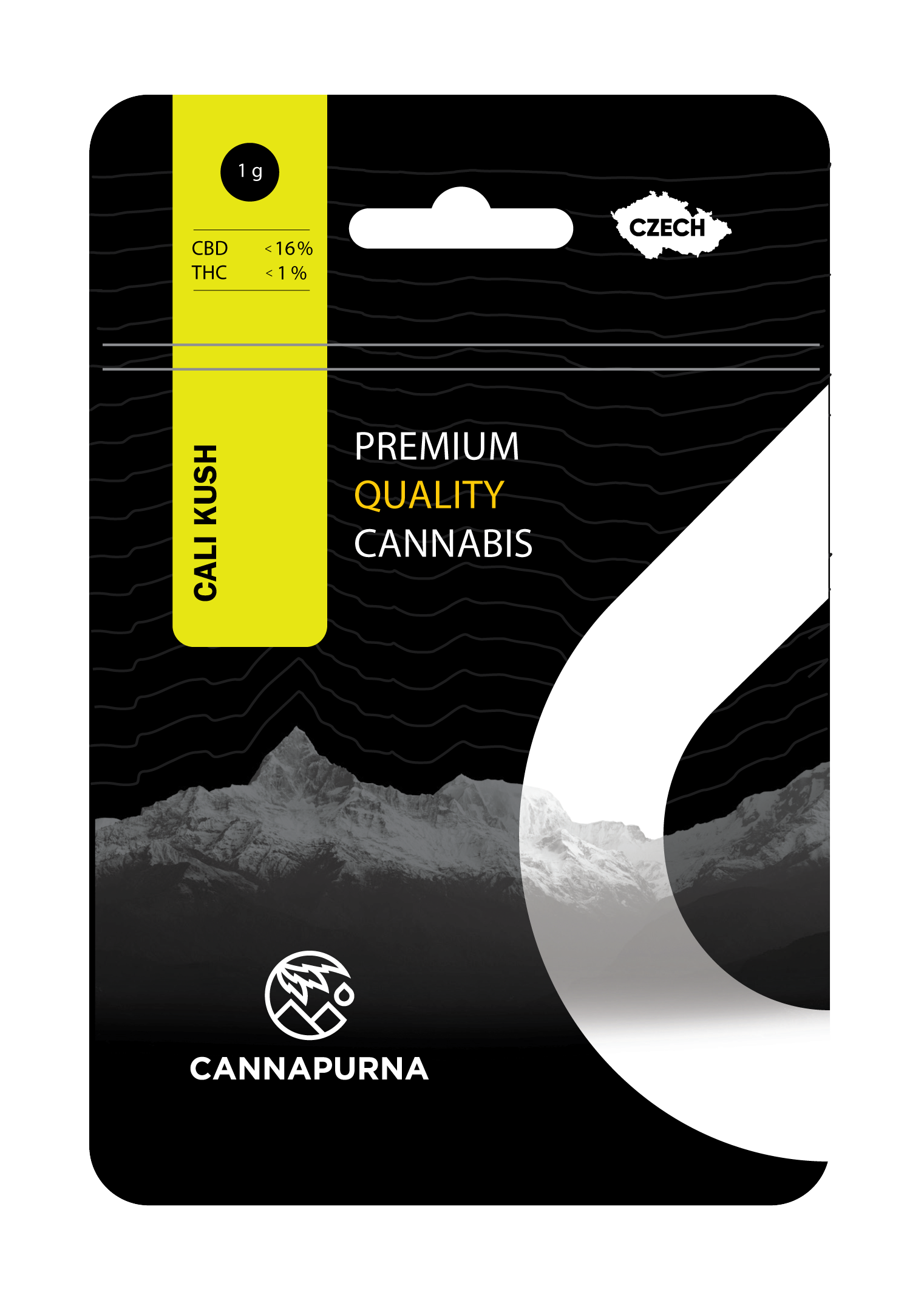 Cannapurna CBD květy konopí 16 % Cali Kush outdoor - 1 % THC Hmotnost: 1 g