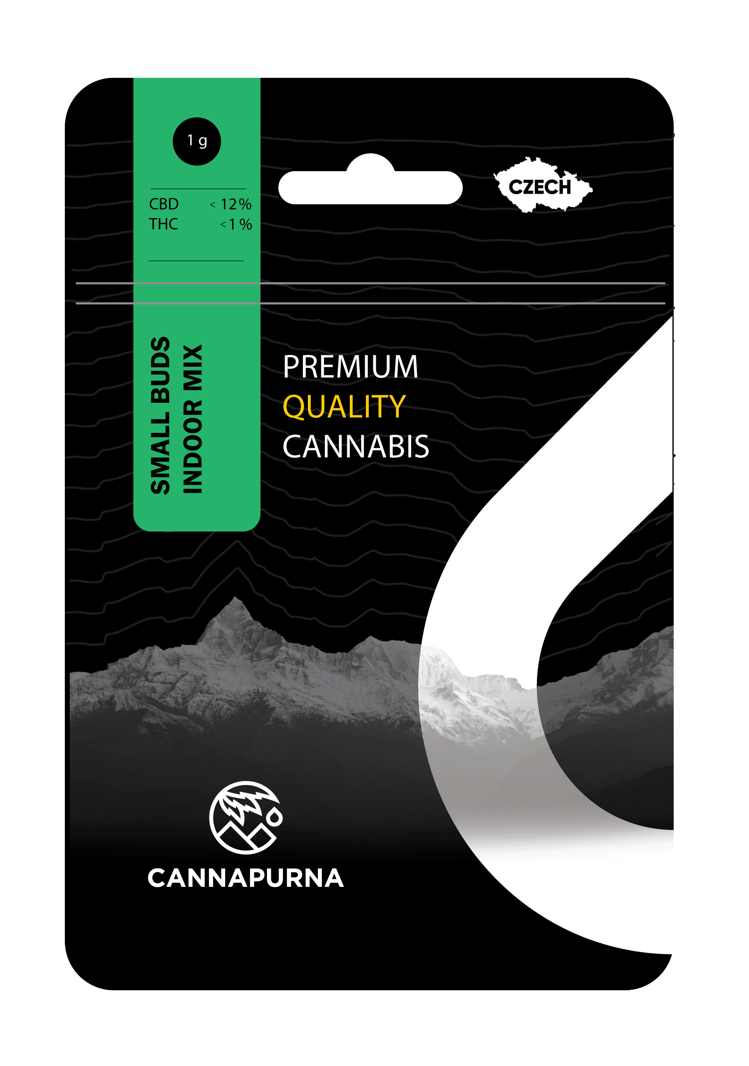 Cannapurna CBD květy konopí 12 % Small Buds Indoor CBD Mix - 1 % THC Hmotnost: 1 g