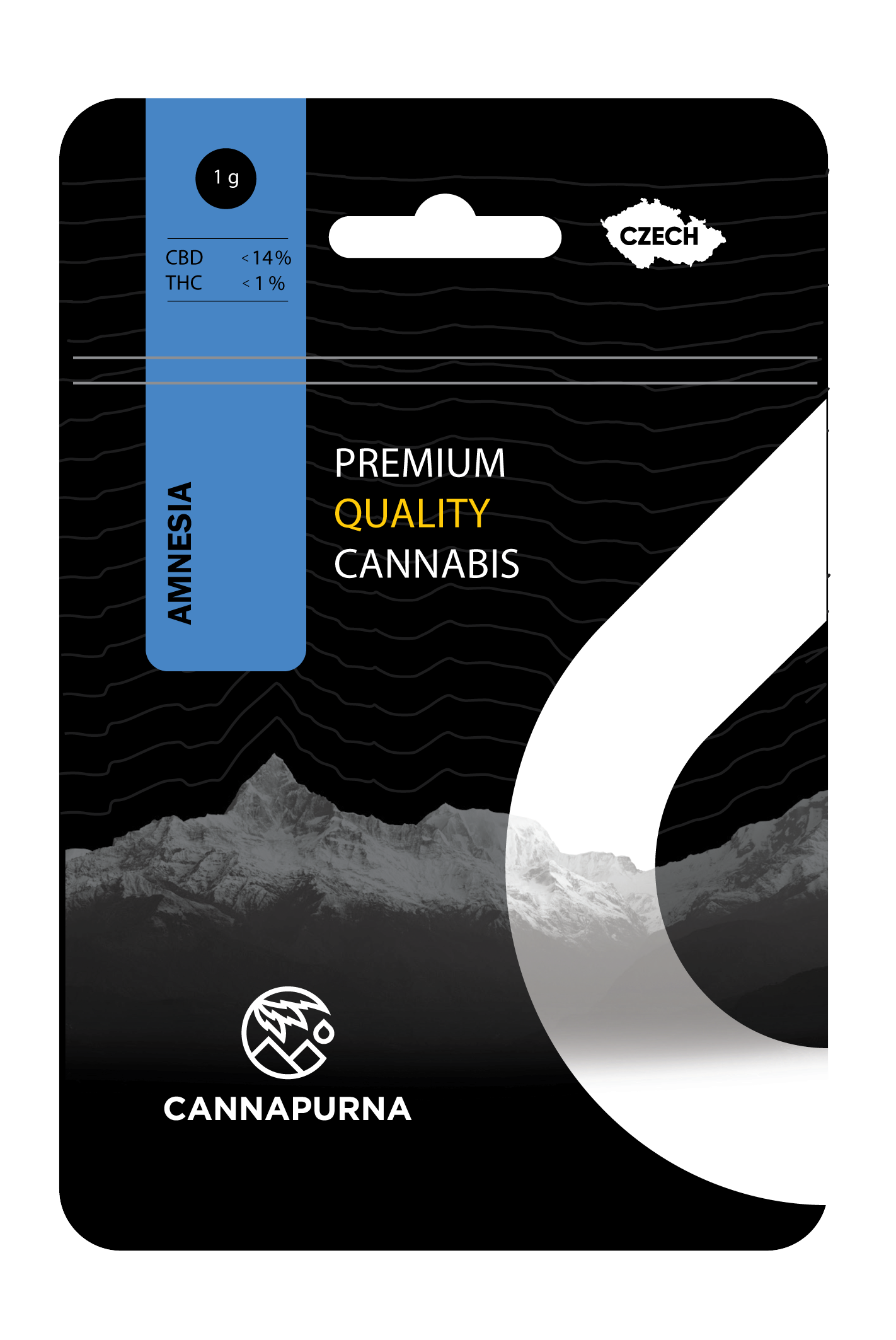 Cannapurna CBD květy konopí 14 % Amnesia indoor - 1 % THC Hmotnost: 2 g