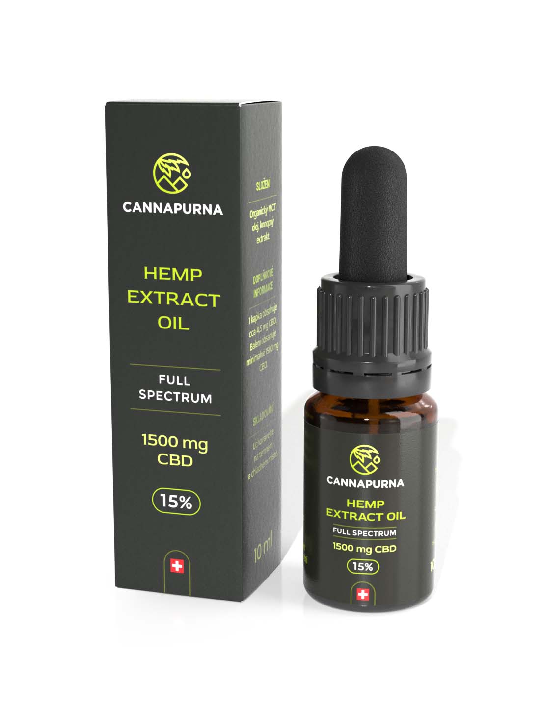 Cannapurna CBD olej | CBD kapky 15%, full spectrum, 10 ml příchuť - konopná Množství: 1