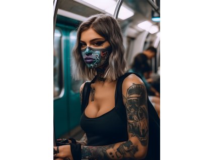 Tattooed girl in train 2 plagát