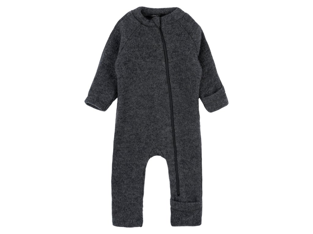 Merino overal na zip bez kapuce - šedý Anthracite Melange - MIKK-LINE