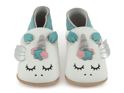 Kožené capáčky s jednorožcem LAIT ET MIEL