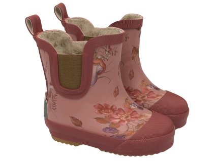 Barefoot dětské gumáky z přírodního kaučuku růžové Burlwood- MIKK-LINE
