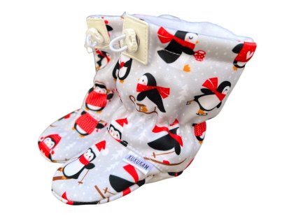 Softshellové capáčky s microfleecem - šedé Tučňaci na ledě - KUKUKAM