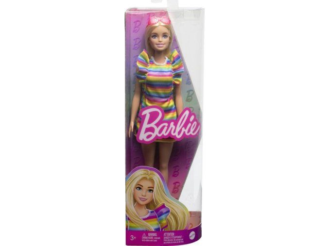 Barbie modelka proužkované šaty s volány