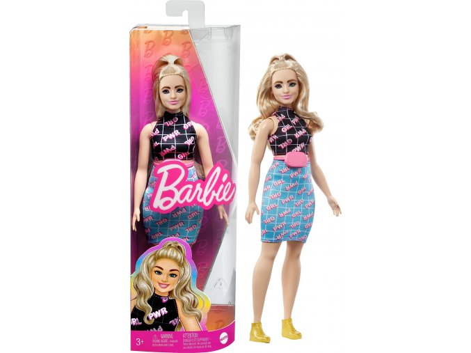 Barbie modelka černomodré šaty s ledvinkou