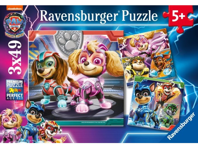 Tlapková patrola ve velkofilmu puzzle  3x49 dílků