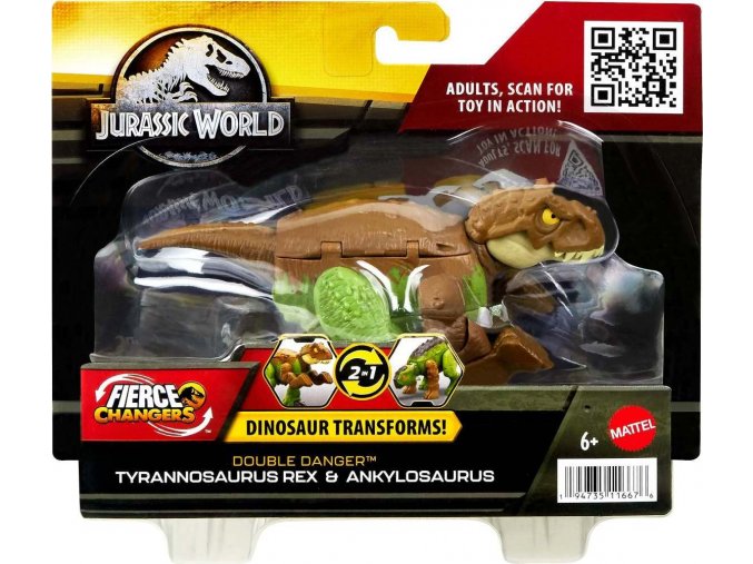 Jurský svět Dinosaurus s transformací T-REX a ANKYLOSAURUS