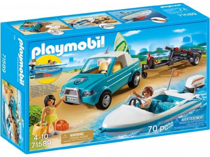 PLAYMOBIL® 71589 Pickup s motorovým člunem včetně motoru