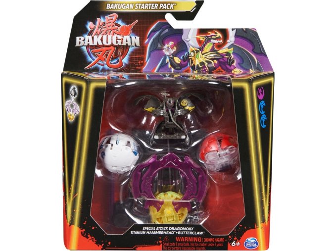 Bakugan™ Startovací sada Speciální útok Dragonoid, Hammerhead, Butterclaw