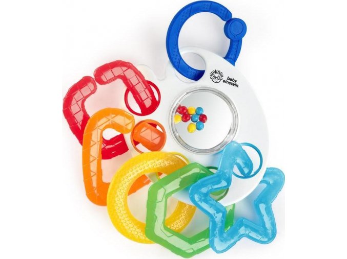 BABY EINSTEIN Kousátko s hrkálkou s C kroužky Shake, Rattle&Soothe™ 0m+