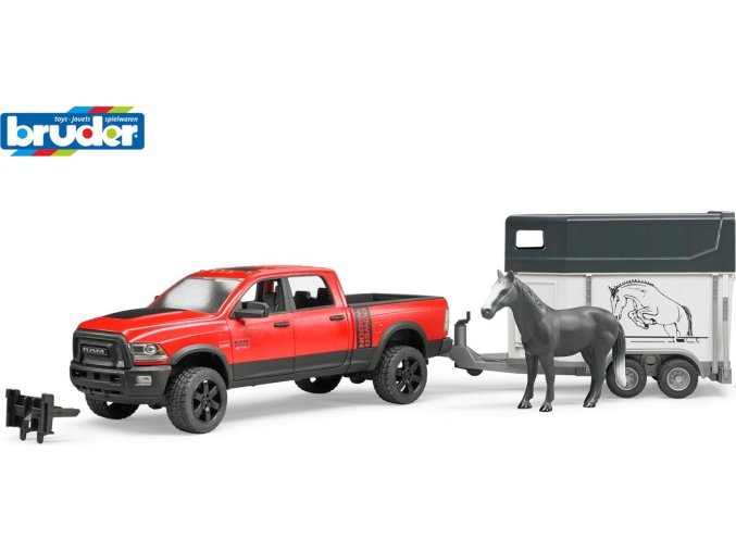 Bruder 02501 Volný čas - RAM 2500 s vlekem na přepravu koní + 1 kůň