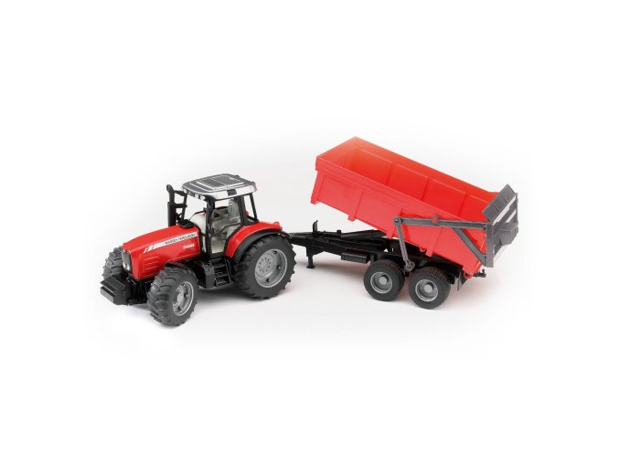 Bruder 02045 Traktor MASSEY FERGUSON se sklopným vozem červený