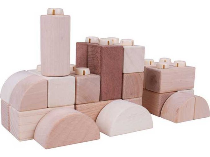 Bigjigs Baby Dřevěné Spojkostky - Natur set 100 kusů