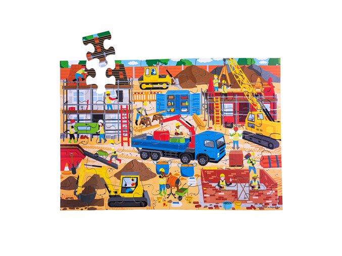 Bigjigs Toys Podlahové puzzle Staveniště 48 dílků