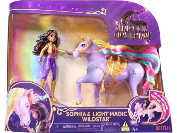 UNICORN ACADEMY Světelný jednorožec a figurka 11 CM Sophia a Wildstar