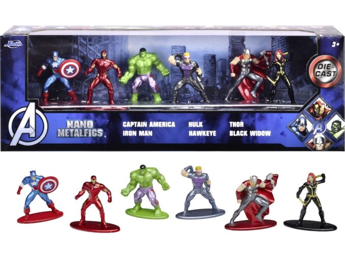 Marvel Avengers Kovové sběratelské nanofigurky 1,65", sada 6 ks