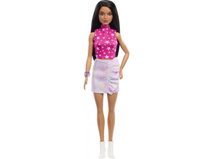 Barbie® Modelka 215 Rock: Sukně a růžový top s hvězdami