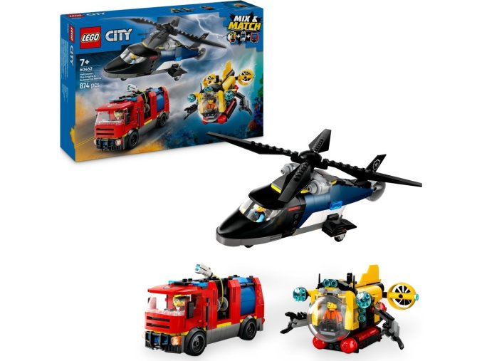LEGO® City 60462 Remix: Helikoptéra, hasičský vůz a ponorka