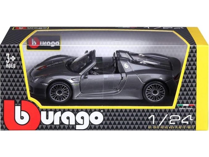 Bburago auto 1:24 Plus Porsche 918 Spyder Metallic Grey