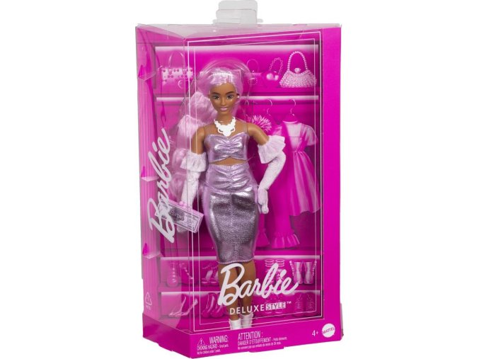 Barbie DELUXE Modelka metalické šaty
