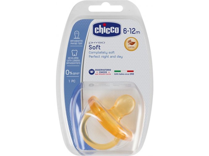 Šidítko Physio Soft celokaučukové, 6-12m+