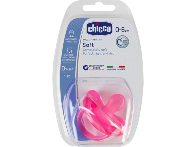 Šidítko Physio Soft celosilikónové, 0-6m+, růžové
