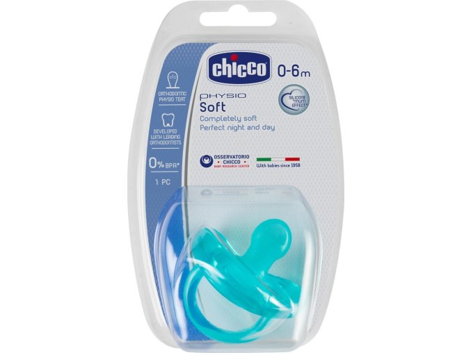 Šidítko Physio Soft celosilikónové, 0-6m+, modré