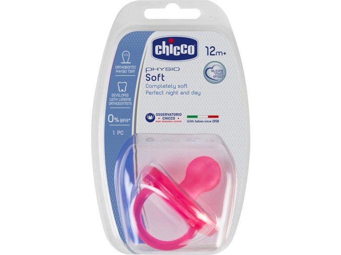 Šidítko Physio Soft celosilikónové, 12m+, růžové