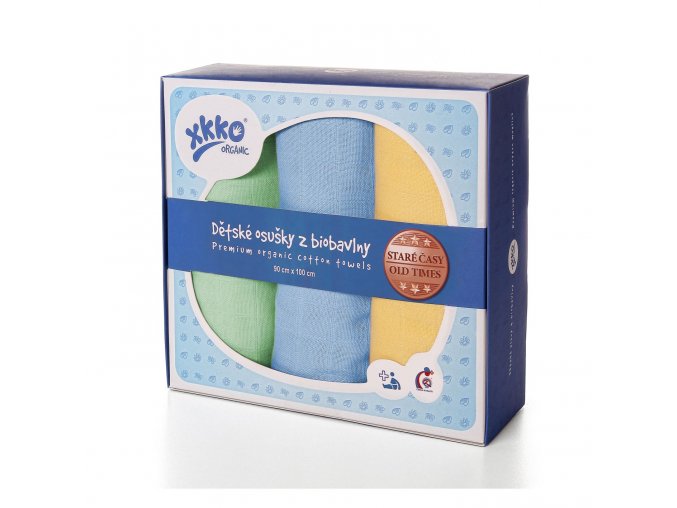 Osušky z biobavlny XKKO Organic 90x100 - Staré časy Pastels For Boys