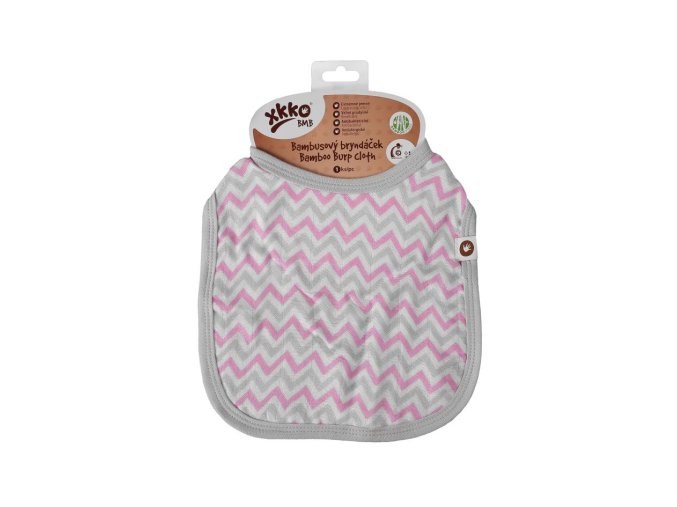 Bambusový bryndáček XKKO BMB - Scandinavian Baby Pink Chevron