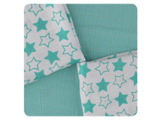 Bambusové ubrousky XKKO BMB 30x30 - Little Stars Turquoise MIX