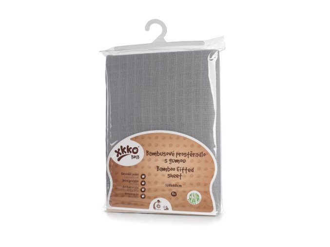 Bambusové prostěradlo s gumou XKKO BMB 120x60 - Baby Grey