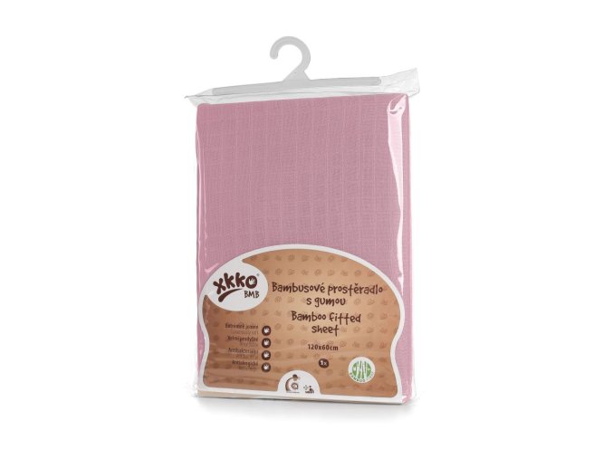 Bambusové prostěradlo s gumou XKKO BMB 120x60 - Baby Pink