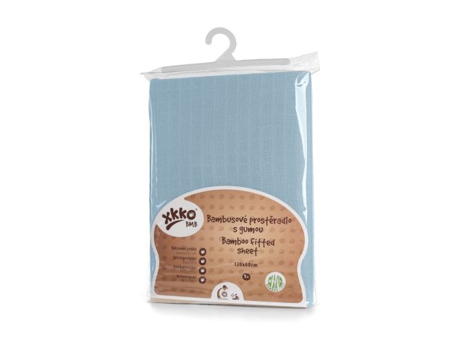 Bambusové prostěradlo s gumou XKKO BMB 120x60 - Baby Blue