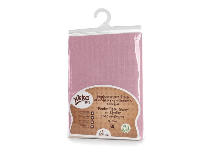 Bambusové prostěradlo s gumou XKKO BMB 50x70 - Baby Pink