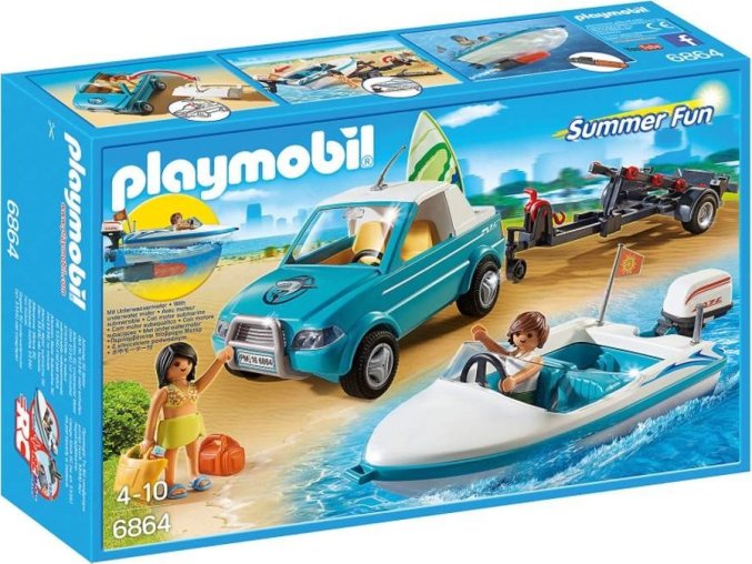 PLAYMOBIL® 6864 Pickup s motorovým člunem včetně motoru