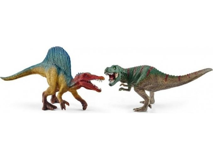 Schleich 41455 Spinosaurus a T-Rex malé figurky