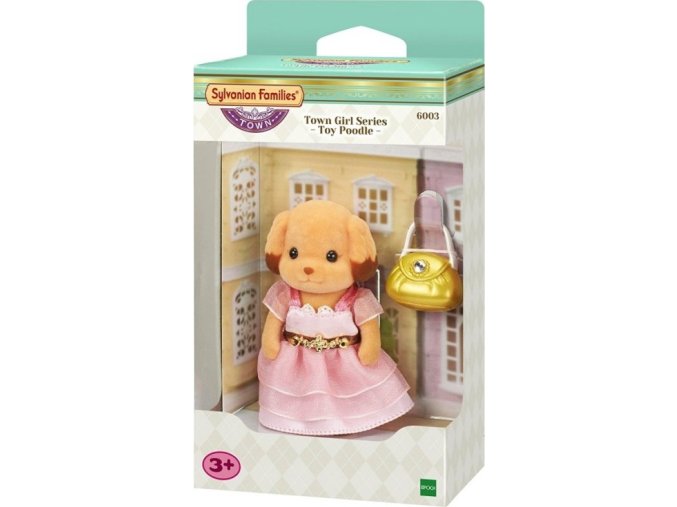 Sylvanian Families 6004 Město - Pudlice v růžových šatech s kabelkou