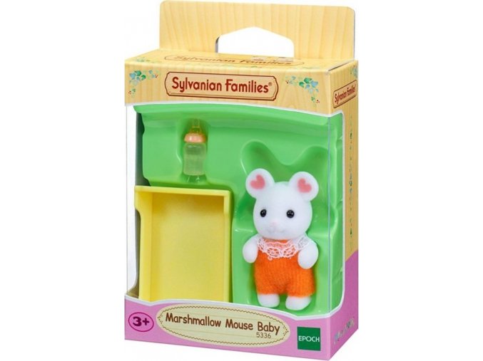 Sylvanian Families 5336 Miminko bílá myška s postýlkou