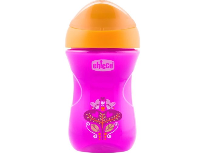 Chicco Hrneček Chicco Snadný s hubičkou 266 ml, růžovooranžový 12m+