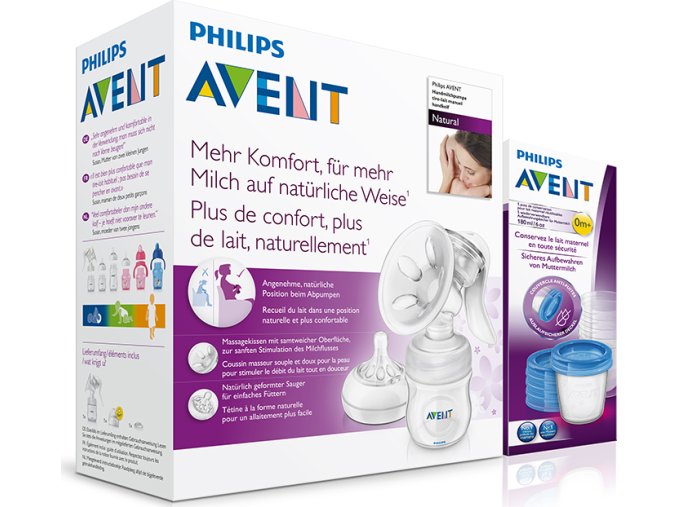 Philips AVENT Odsávačka mateř.ml. Natural se zásobníkem 125ml+VIA180ml 5ks