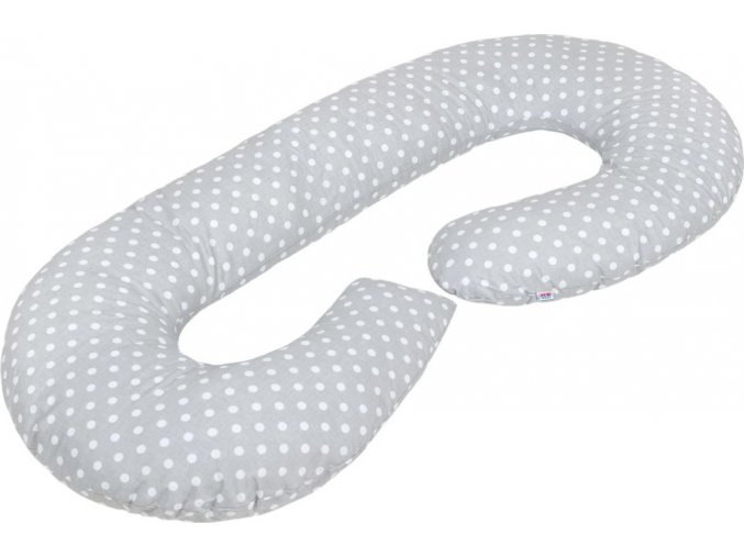 Univerzální kojící polštář ve tvaru C New Baby šedý s puntíky