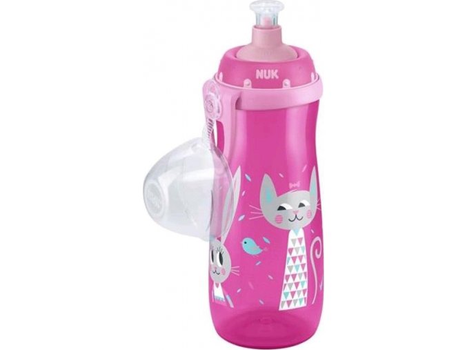 Dětská láhev NUK Sports Cup králiček a kočička 450 ml růžová